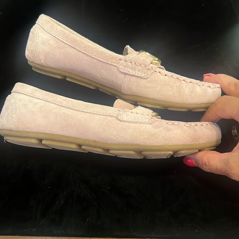 White Mountain 6M Scotch Pink Leather Loafers with Gold Horse Bit